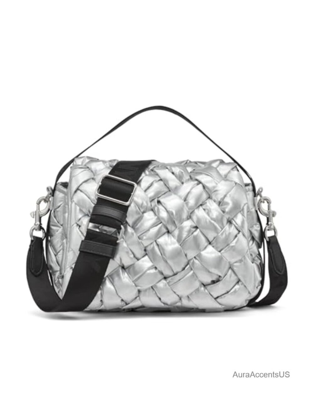 Quilted Satin Shoulder Bag with Chain Strap Flap Handbag